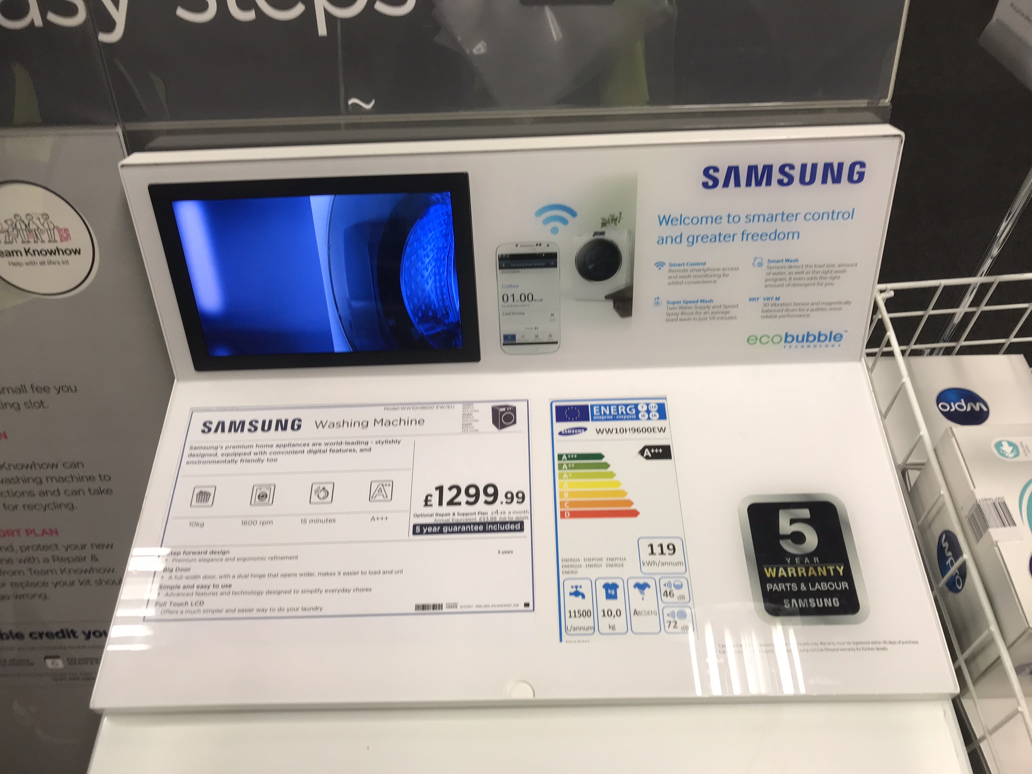 Samsung POS display unit installed in a retail store by UK Install